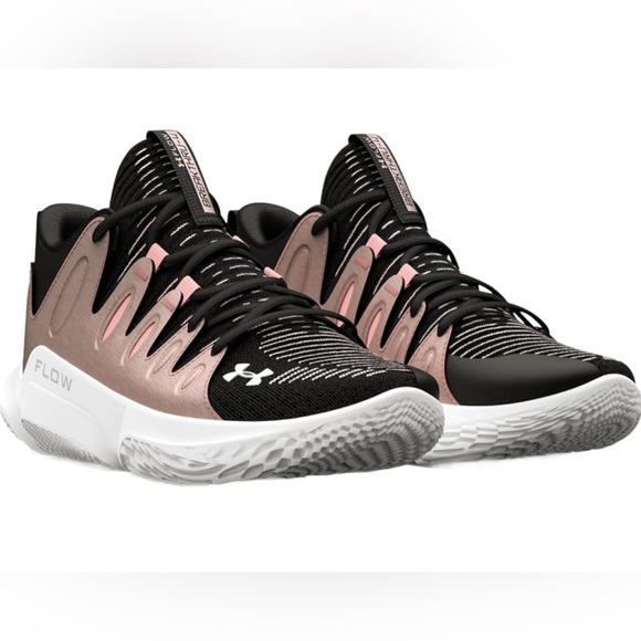 Under Armour Women's UA Flow Breakthru 4 Shoes (Black/Metallic Rose Gold - Picture 1 of 4